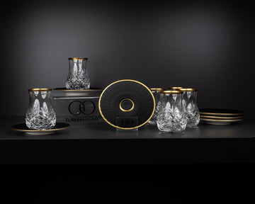 Bricard Magnolia Teeset Schwarz – 12-teilig – Kristallschliff – 6 Personen