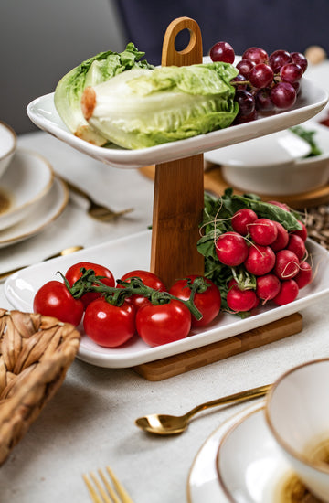 Bricard Etageren-Set 4-teilig – Weiß & Bambus